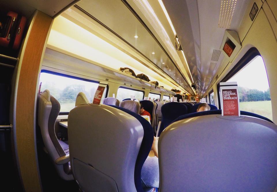 Inside Standard class of Virgin Trains to York